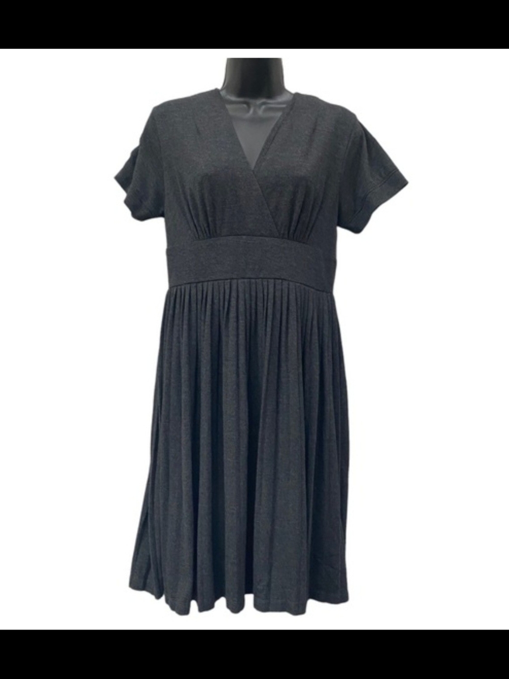 Simply Vera Black V-Neck Short Sleeve Midi Dress Size L